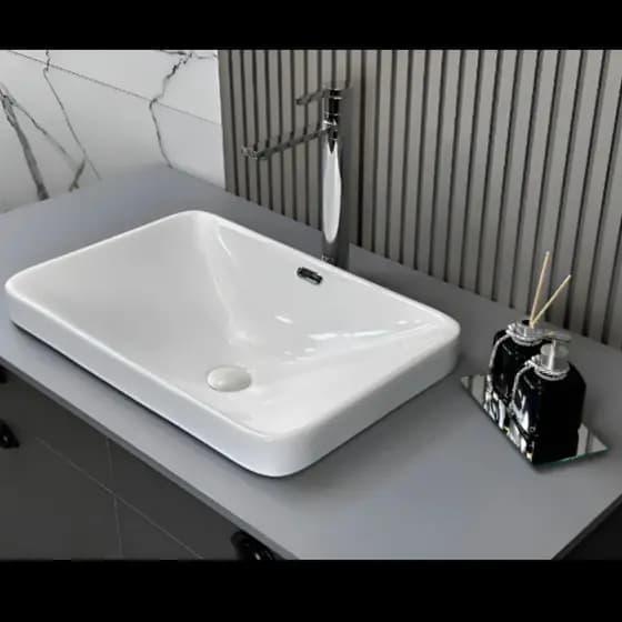 Cuba 59x40 de Porcelana Louça de Embutir Branco Elegancce, Para Seu Banheiro Lavabo