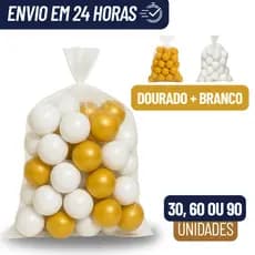 Kit Bolinhas Douradas 90 60 30 Unidades Para Piscina Decoração Ano Novo Natalina Branca 70mm