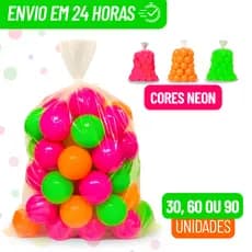 90 60 30 Bolinhas Plástico Para Piscina Infantil Cores Neon Kit Festa Atacado Não Amassa 70mm Creche