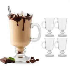 Kit 2/4/6 Canecas De Vidro Grande Para Café Irish Coffe Alça Expresso Capuccino Copo