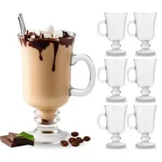 Jogo 6 Canecas De Capuccino Vidro 230ml Irish Nespresso Cápsula 4, 6 ou 12 Peças Grande Cafeteria