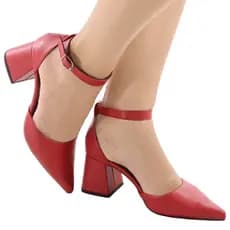 Scarpin Feminino Sandália Salto Bloco Quadrado 7cm Bico Fino Fechado Confortável Moda Elegante