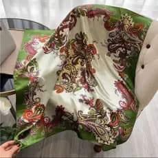 Lenço Cetim 90cm x90cm Arabesco Bandana Moda Mulher Elegante Pra Presente Mod10