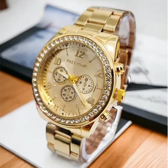 Relógio Feminino Pallyjane com brilho a Prova d’água Mulher Elegante P29