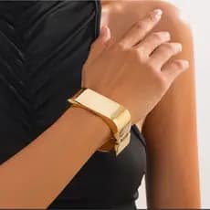 Bracelete Feminino Quadrado Metal Moda Mulher Moderna Elegante PS75