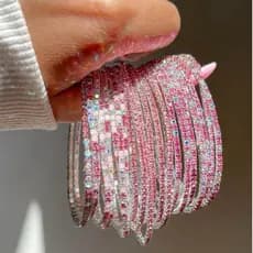 Kit 6 Pulseiras ice strass Pulseira Feminina Elástico Colorida Tendência Moda