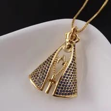 Colar Feminino Nossa Senhora Aparecida Cravejada em zircônia Folheados Moda Mulher