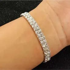Pulseira Rivieira Strass Elástica 2 voltas Delicada Brilho Moda Mulher PS82