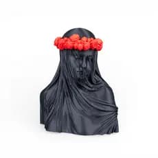 Escultura Decorativa Gótica  Véu de Silêncio com Coroa de Rosas Estilo Clássico Arte 3D