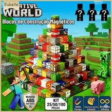 25/50/100 pcs Blocos Magnéticos Pedagógicos Mundo Quadrado Diversão Inteligente presente aniversário