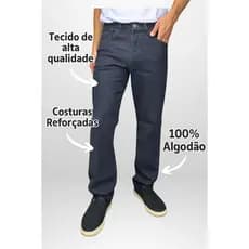 Calça Jeans Masculina Preta Tradicional Reta 100% Algodão Trabalho Pesado Plus Size