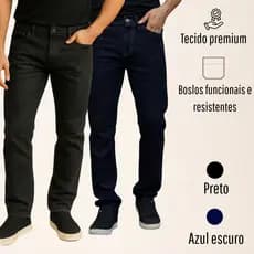 Calça Masculina Jeans Tradicional 100% Algodão Trabalho Dia a Dia