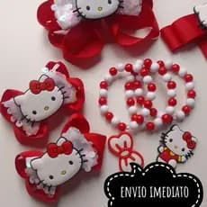 Laços Hello Kitty vermelha, presilha infantil Hello Kitty, pulseiras de menina