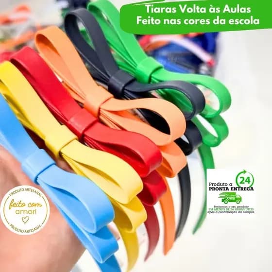 Tiaras delicadas volta às aulas, tiaras nas cores da escola, arco infantil