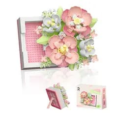 Campo de Flores para Montar +500 Peças - Rosa ou Laranja | Blocos de Construção Decorativos