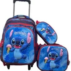 Kit 3 em 1 Mochila de Carrinho, Lancheira Térmica e Estojo Estampado 3D - Escolar e Viagem