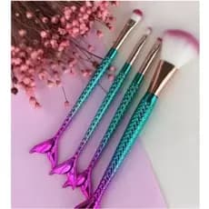 Kit 4 Pincéis Sereia Para Maquiagem Sereia Pó Blush Contorno