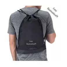 Mochilaa bolsa sacola de nylo com ziper preta diversas estampas