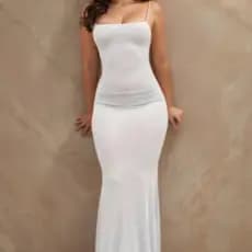 Vestido Feminino Longo Suplex – Decote Sofisticado para Eventos