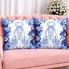 KIT 2 Capas Para Almofadas Decorativas de Luxo, Estilo Moderno Nossa Senhora Natureza Lar Amor Sublimadas 45x45