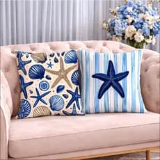 KIT 2 Capas Para Almofadas Decorativas de Luxo, Estilo Moderno Fundo do Mar Lar Amor Sublimadas 45x45