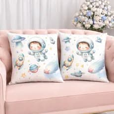KIT 2 Capas Para Almofadas Decorativas de Luxo, Estilo Moderno Astronauta Baby Amor Sublimadas 45x45
