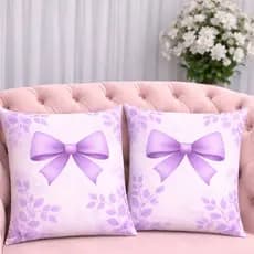 KIT 2 Capas Para Almofadas Decorativas de Luxo, Estilo Moderno Lacinhos Lilas  Amor Sublimadas 45x45