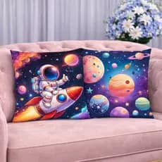 KIT 2 Capas Para Almofadas Decorativas de Luxo, Estilo Moderno Astronauta Amor Sublimadas 45x45