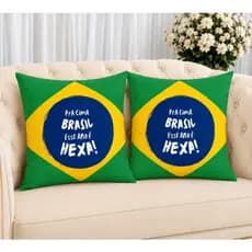 KIT 2 Capas Para Almofadas Decorativas de Luxo, Estilo Moderno Brasil Copa do Mundo Lar Amor Sublimadas 45x45