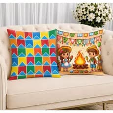 KIT 2 Capas Para Almofadas Decorativas de Luxo, Estilo Moderno Festa Junina Sublimadas 45x45