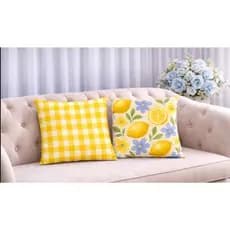 KIT 2 Capas Para Almofadas Decorativas de Luxo, Estilo Moderno Limão Siciliano Floral Natureza Lar Amor Sublimadas 45x45