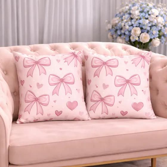 KIT 2 Capas Para Almofadas Decorativas de Luxo, Estilo Moderno Lacinhos Amor Sublimadas 45x45