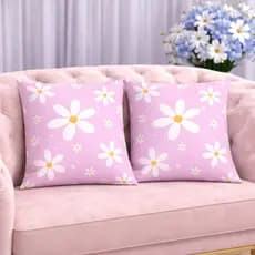 KIT 2 Capas Para Almofadas Decorativas de Luxo, Estilo Moderno Margaridas Amor Sublimadas 45x45