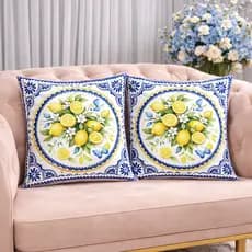 KIT 2 Capas Para Almofadas Decorativas de Luxo, Estilo Moderno Flores Limão Siciliano Natureza Lar Amor Sublimadas 45x45