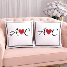 KIT 2 Capas Para Almofadas Decorativas de Luxo, Estilo Moderno SUA INICIAL AQUI PRETO Amor Sublimadas 45x45