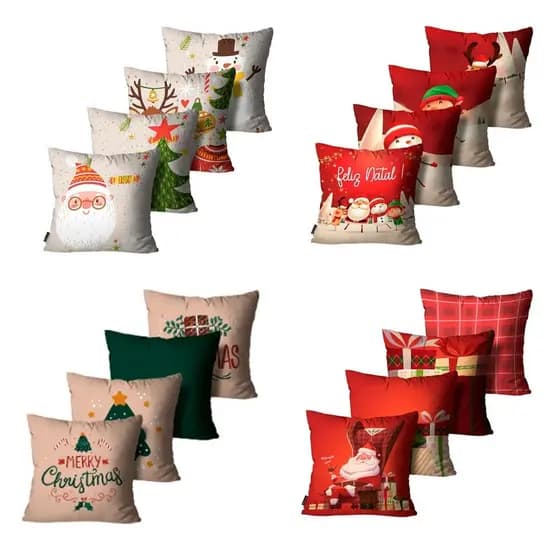 Kit 4 capa de almofada Decorativa Feliz Natal Alta Qualidade