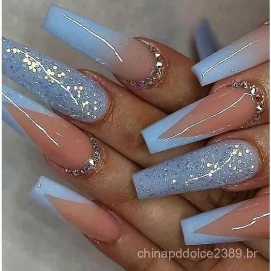 24 Peças unha postiça decoradas longa T Franceses bailarina realista natural Com Cola 27 estilo Pregos Falsos