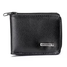 Carteira Masculina Preta de couro com Zíper, multifuncional, Porta Notas e Cartão. Envio Imediato.