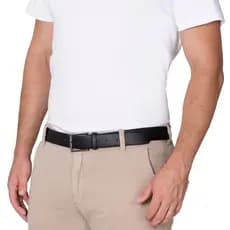Cinto de Couro Masculino Preto e café Com Fivela em Metal Acompanha Caixa de Acrílico. Envio Imediato.
