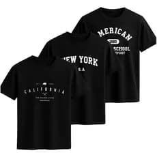 Kit 3 Camisetas Básicas Masculina Estampada Dtf 100% Algodão