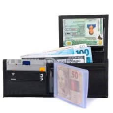 Carteira Masculina De Couro Sintético Premium, Modelo L Porta Moedas em zíper.