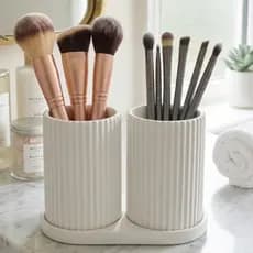 Porta Pincéis de Maquiagem Premium – Organizador de Mesa Elegante (Unitário ou Kit)