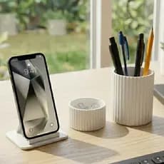 Kit Organizador de Mesa - Porta Canetas Clips e Suporte de Celular