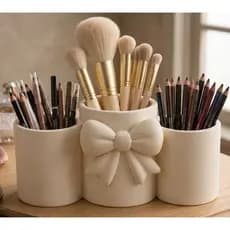 Porta Pincéis Canetas Lápis Trecos com Laço - Organizador de Mesa