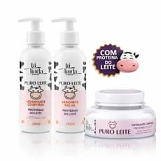 Kit Puro Leite Vaquinha Hidratante Corporal + Esfoliante + Sabonete Facial Tá Linda
