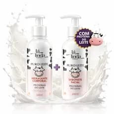 Kit Puro Leite Hidratante Corporal + Sabonete Facial 240ml Tá Linda Makeup Alta Fixação