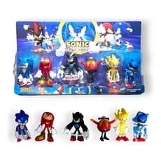 Boneco Sonic Kit 6 Personagens 15 cm Werehog Knuckles metal Sonic Super Sonic
