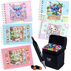 Kit Caneta Marcadora De Ponta Dupla + Livro de colorir Conjunto De Canetas De Aquarela