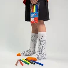 Meia Infantil Menino e Menina Duck Goods Pintar Colorir c/ Canetinhas Goods