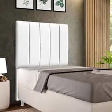 Cabeceira Estofada Cama Box Solteiro Alice 90cm Veludo - Corino - Linho